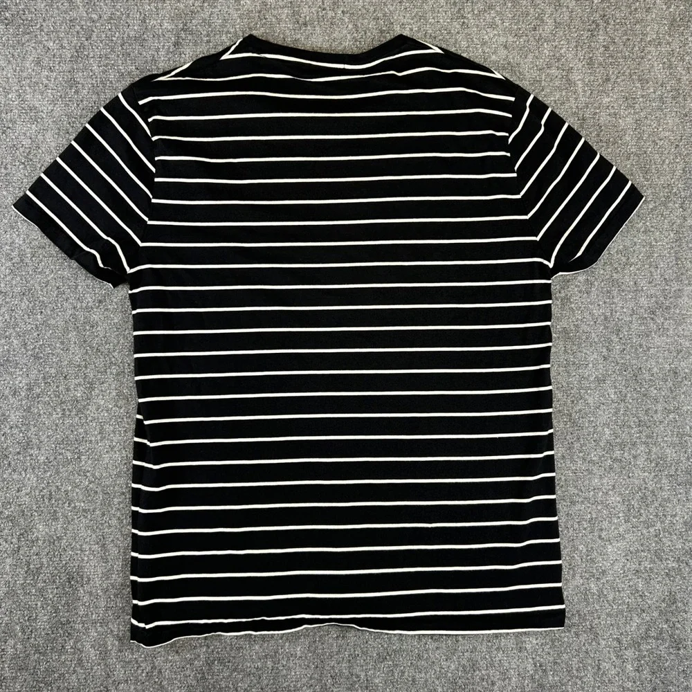 Polo Ralph Lauren Mens Custom Slim Fit Striped T-Shirt Black White Large